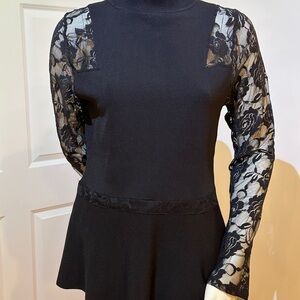 INC Black Tunic with Lace Sleeves